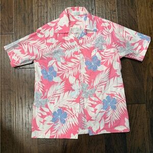Vintage Hilo Hattie’s Tropical Pink Floral Men's Shirt Size M